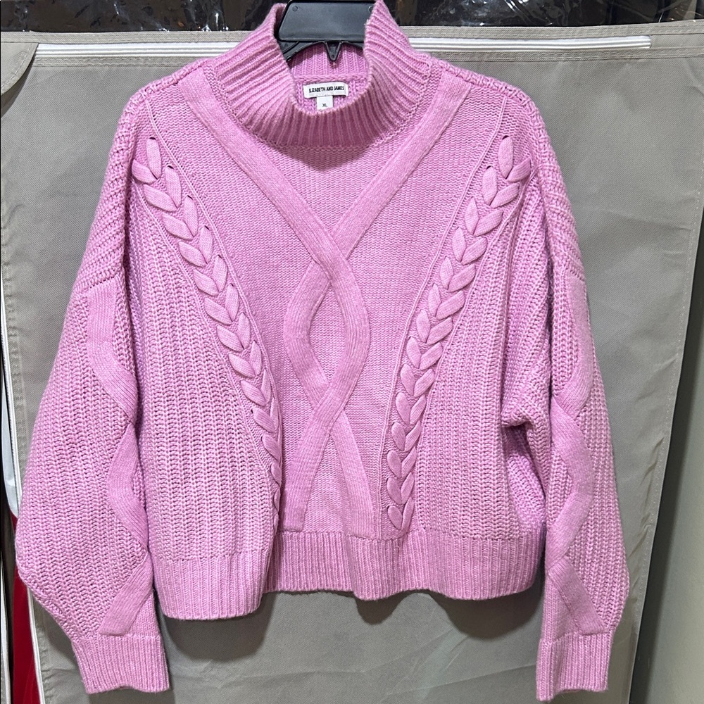 🔥Elizabeth and James Pink Cable Knit Turtleneck Sweater
